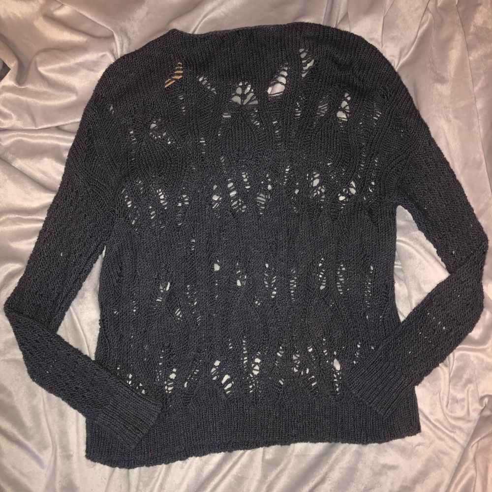AMERICAN EAGLE CHARCOAL GREY DISTRESSED SWEATER - Picture 3 of 5